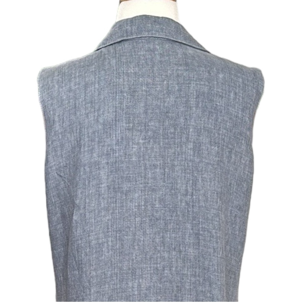 ELLEN TRACY Blue Linen Shirtdress Casual Lounge Sleeveless Button Front, Size 8 - Picture 7 of 13